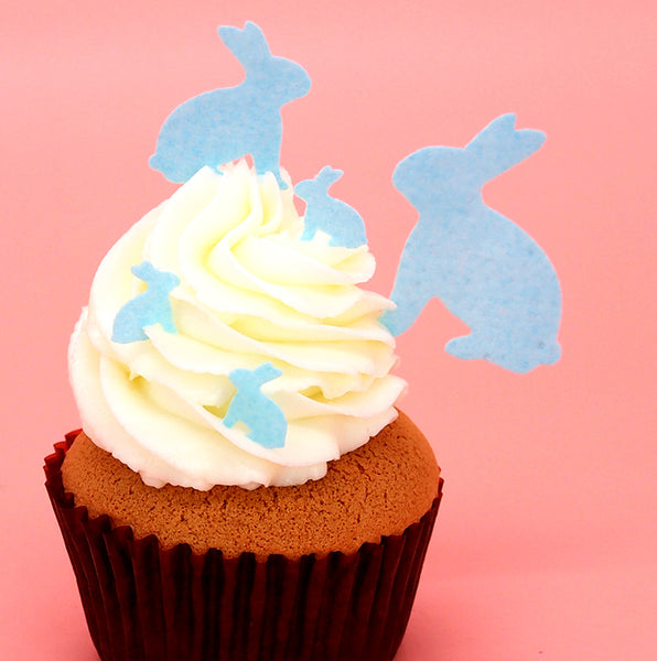 Precut Edible Wafer Blue Rabbit - Nuts Free Vegan Cake Decorations