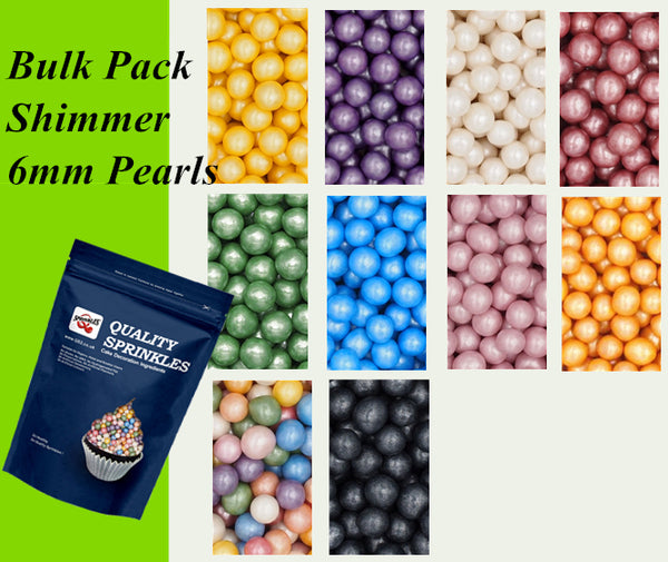 Bulk Pack 6mm Shimmer Pearls - No Nuts Vegan Sprinkles Cake Decoration