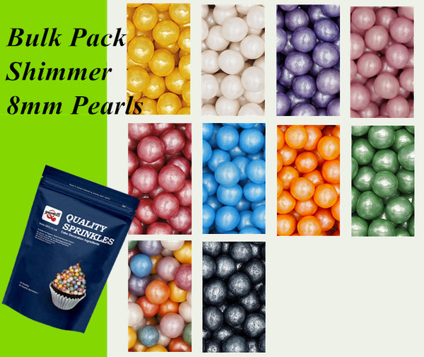 Bulk Pack 8mm Shimmer Pearls - Clean Label Sprinkles Cake Decoration