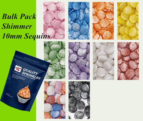Bulk Pack Shimmer Confetti 10MM Big Sequins - Dairy Free Sprinkles