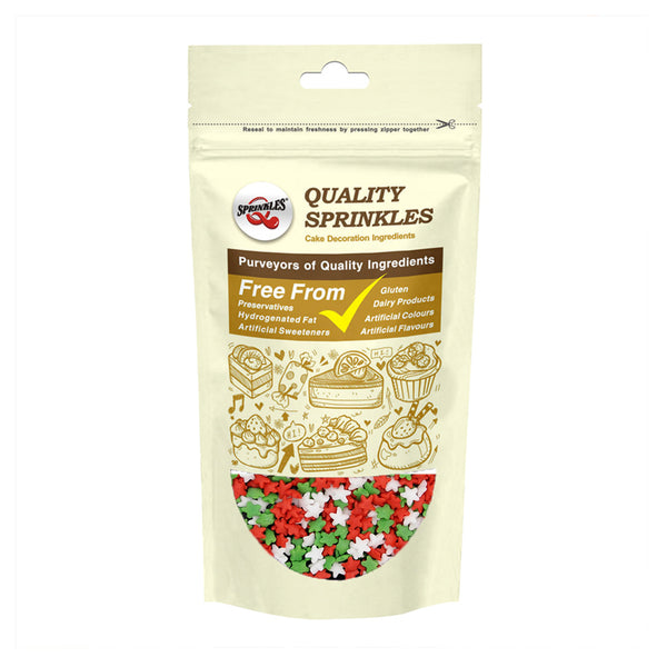 Christmas Confetti Star -Natural Ingredient Vegan Sprinkles Cake Décor