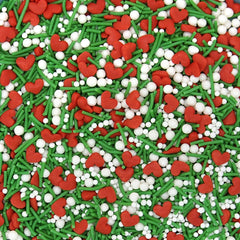 Chrismtas Greeting - Dairy Free Vegan Sprinkles Medley Cake Decoration (Top 14 Allergen Free, Naturally Sourced Ingredients, Plant-based, Clean Label Free From GMO, Hydrogenated Fat, Palm oil, BRC, Kosher, Halal & FDA)