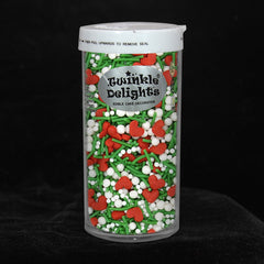 Chrismtas Greeting - Dairy Free Vegan Sprinkles Medley Cake Decoration (Top 14 Allergen Free, Naturally Sourced Ingredients, Plant-based, Clean Label Free From GMO, Hydrogenated Fat, Palm oil, BRC, Kosher, Halal & FDA)