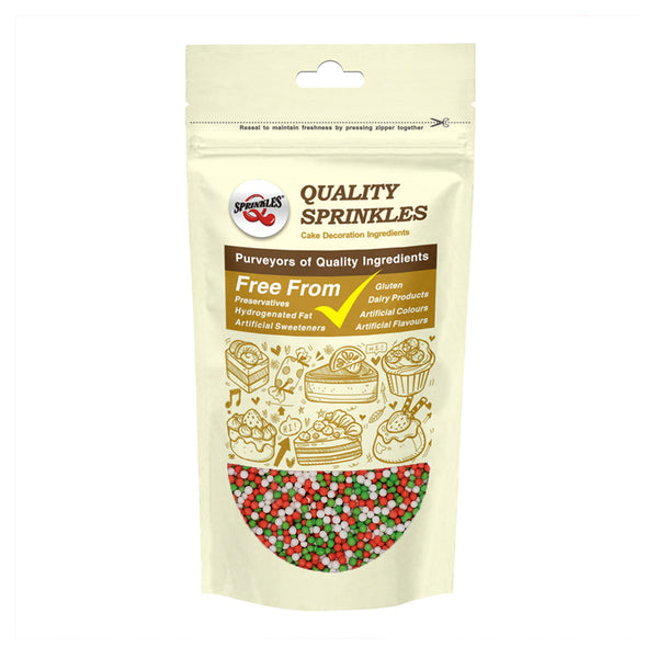 Christmas Nonpareils - Gluten Free Halal Sprinkles Cake Decorations