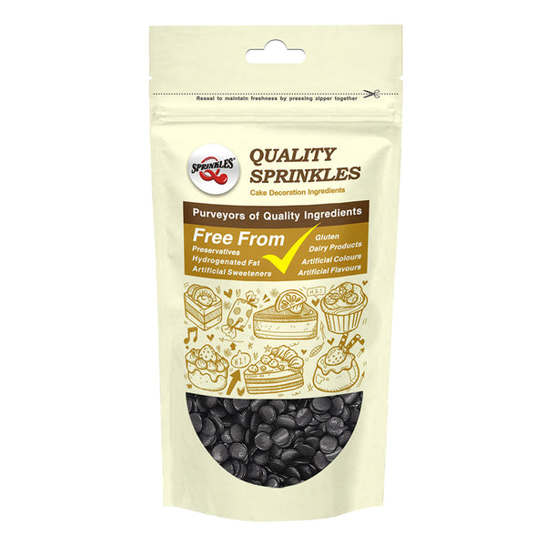 Black Confetti Sequins - No Dairy Nuts Free Sprinkles Vegan Sprinkles