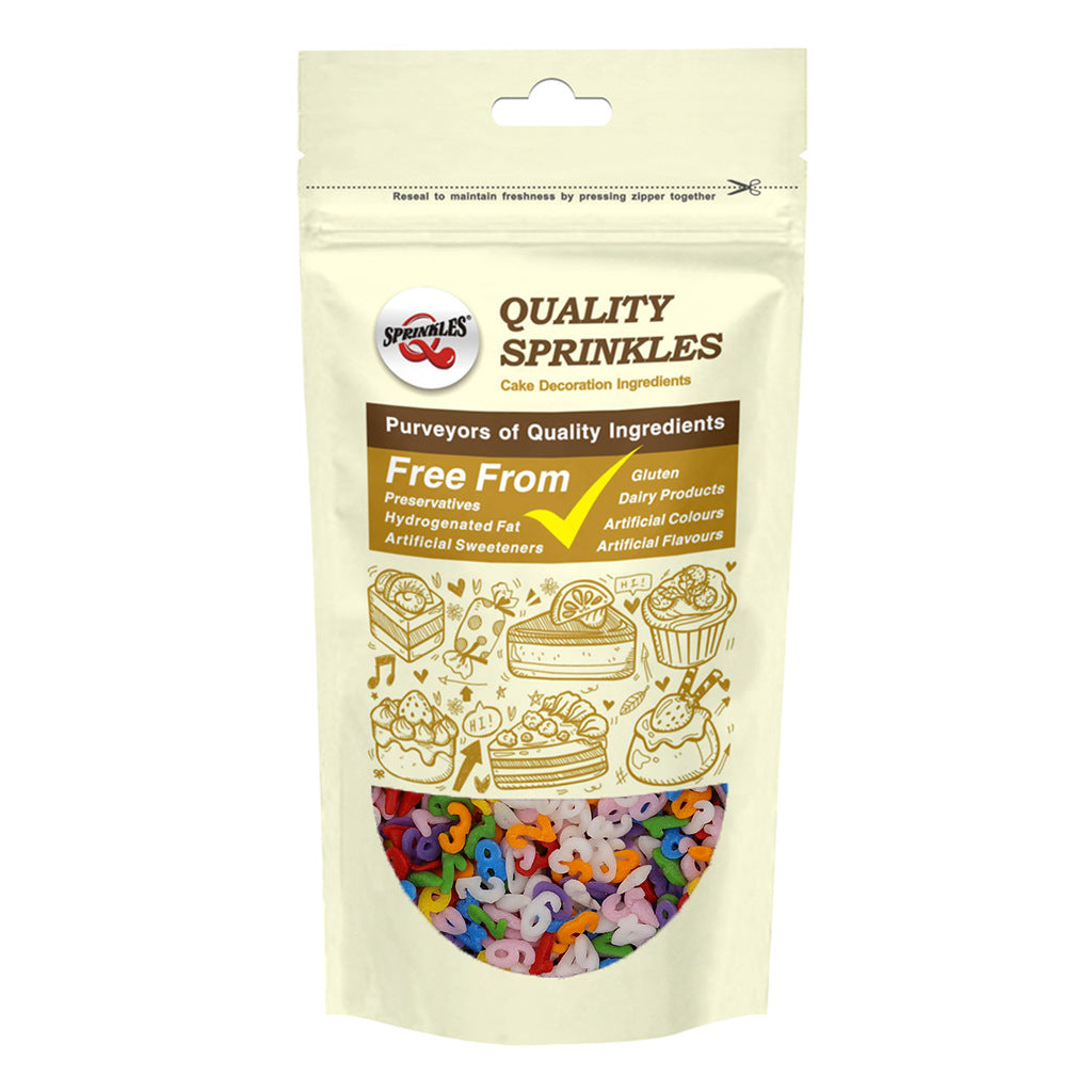 Rainbow Confetti Number - Dairy Free Soya Free Sprinkles Cake Decor