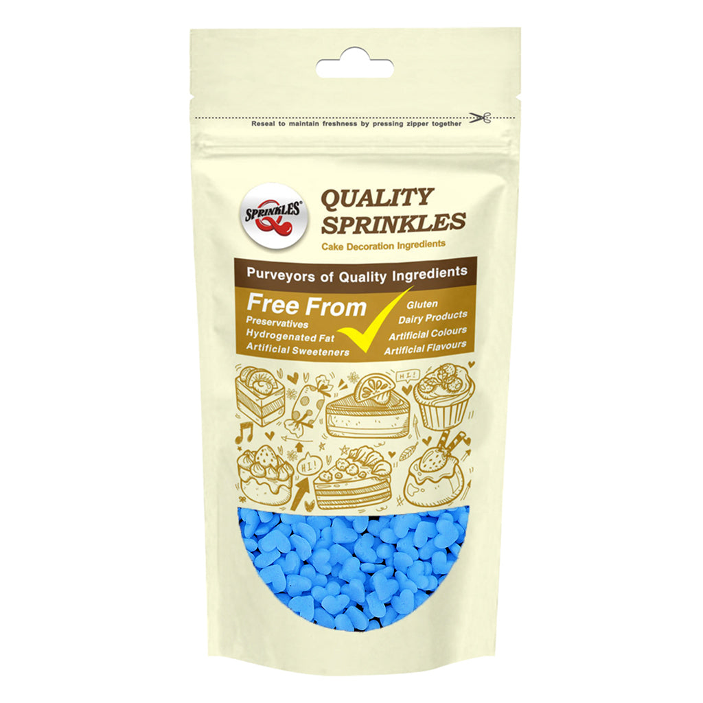 Blue Confetti Mini Heart - Halal Certified Nut Free Soy Free Sprinkles