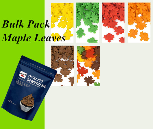 Bulk Pack Confetti Maple Leaves- Nuts Free Halal Sprinkles Cake Decor