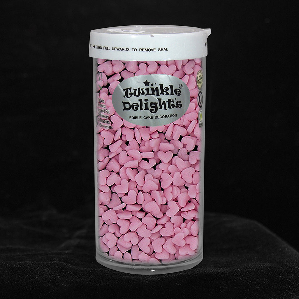 Pink Confetti Mini Heart - Dairy Free Nuts Free Sprinkles Cake Décor