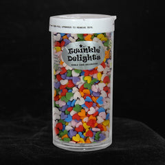 Rainbow Confetti Mini Heart - Soya Free Natural Ingredients Sprinkles (Top 14 Allergen Free, Plant-based, Clean Label Free From GMO, Hydrogenated Fat, Palm oil, Certified Vegan, BRC, Kosher, Halal & FDA)