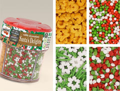 Santa's Delight -Dairy Free Natural Ingredient Sprinkles 4 in 1 shaker (Top 14 Allergen Free, Plant-based, Clean Label Free From GMO, Hydrogenated Fat, Palm oil, Certified Vegan, BRC, Kosher, Halal & FDA)