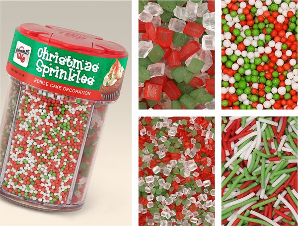 Christmas 4 in 1 Shaker - Non Dairy Vegan Sprinkles Cake Decoration