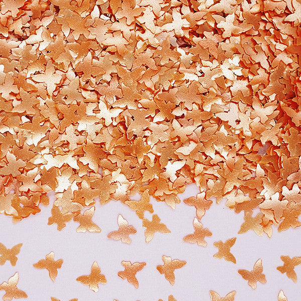 Orange Glitter Butterflies - No Nut Kosher Certified Edible Decoration