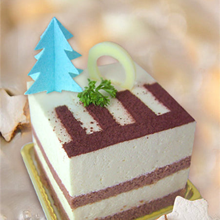 Precut Edible Wafer 3D Blue Christmas Tree - No Dairy Vegan Cake Decor
