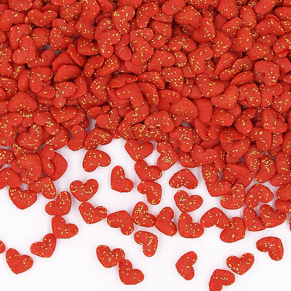 Glitter Speckled Red Confetti Heart - Nuts Free Clean Lable Sprinkles