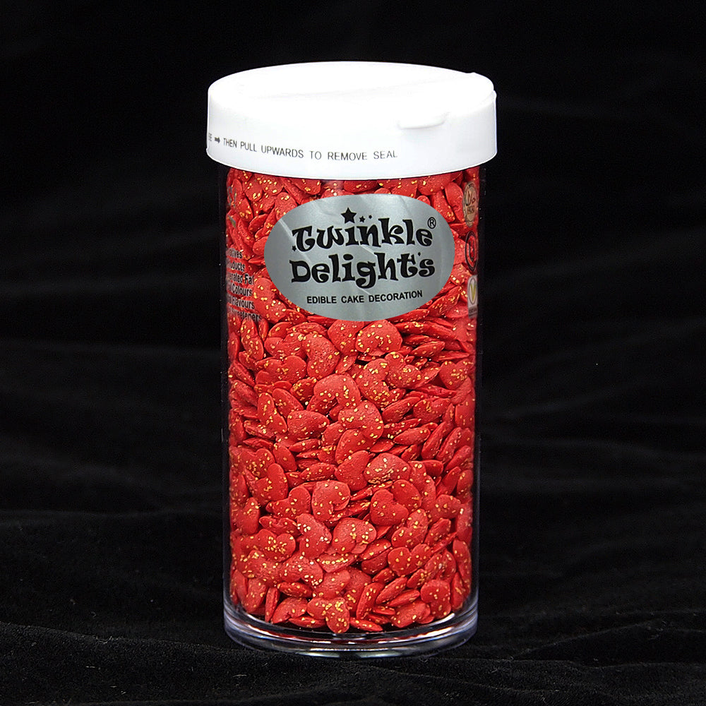 Glitter Speckled Red Confetti Heart - Nuts Free Clean Lable Sprinkles