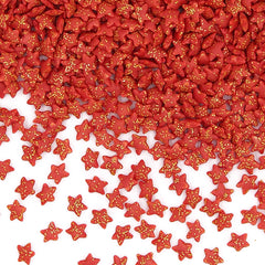 Glitter Speckled Red Confetti Star - No Dairy Halal Sprinkles For Cake (Top 14 Allergen Free, Naturally Sourced Ingredients, Plant-based, Clean Label Free From GMO, Hydrogenated Fat, Palm oil, Certified Vegan, BRC, Kosher & FDA)