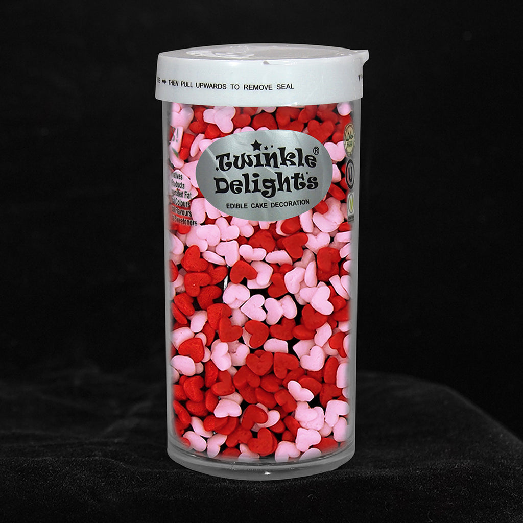 Red Pink Confetti Mini Heart - Clean Label Sprinkles Cake Decoration