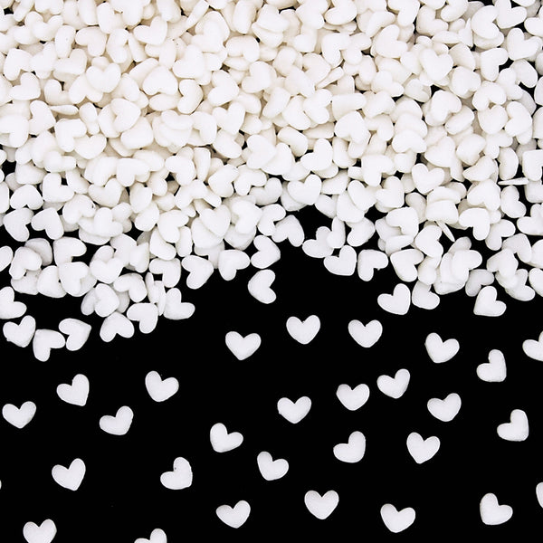 White Confetti Mini Heart - Clean Label Sprinkles Cake Decorations