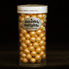 Gold 8mm Pearls - Soy Free Clean Label Vegan Sprinkles Cake Decoration (Top 14 Allergen Free, Naturally Sourced Ingredients, Plant-based, Free From GMO, Hydrogenated Fat, Palm oil, Certified Vegan, BRC, Kosher, Halal & FDA)