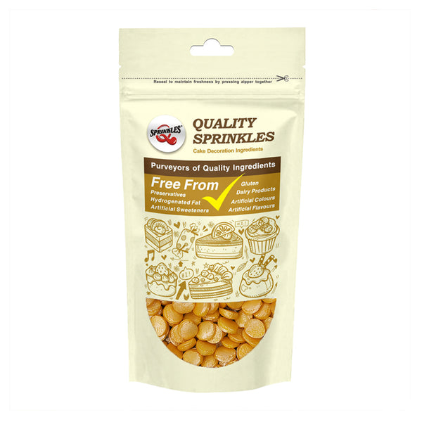 Gold Confetti 10MM Big Sequins - No Gluten Halal Sprinkles For Cakes