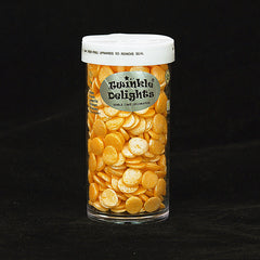 Gold Confetti 10MM Big Sequins - No Gluten Halal Sprinkles For Cakes (Top 14 Allergen Free, Naturally Sourced Ingredients, Plant-based, Clean Label Free From GMO, Hydrogenated Fat, Palm oil, Certified Vegan, BRC, Kosher & FDA)