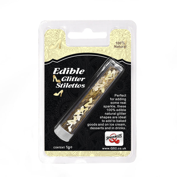 Gold Glitter Stilettos - Nuts Free Kosher Certified Edible Decoration