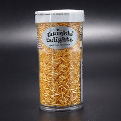 Gold Jimmies - Dairy Free Clean Lable Vegan Sprinkles Cake Decoration (Top 14 Allergen Free, Naturally Sourced Ingredients, Plant-based, Free From GMO, Hydrogenated Fat, Palm oil, BRC, Kosher, Halal & FDA)