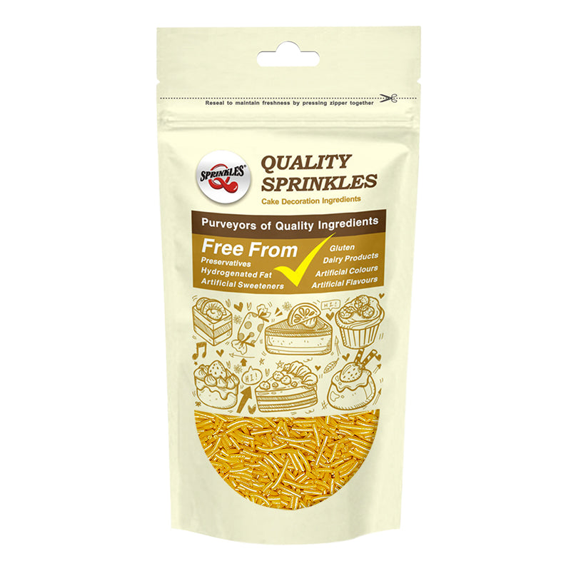 Gold Jimmies - Dairy Free Clean Lable Vegan Sprinkles Cake Decoration