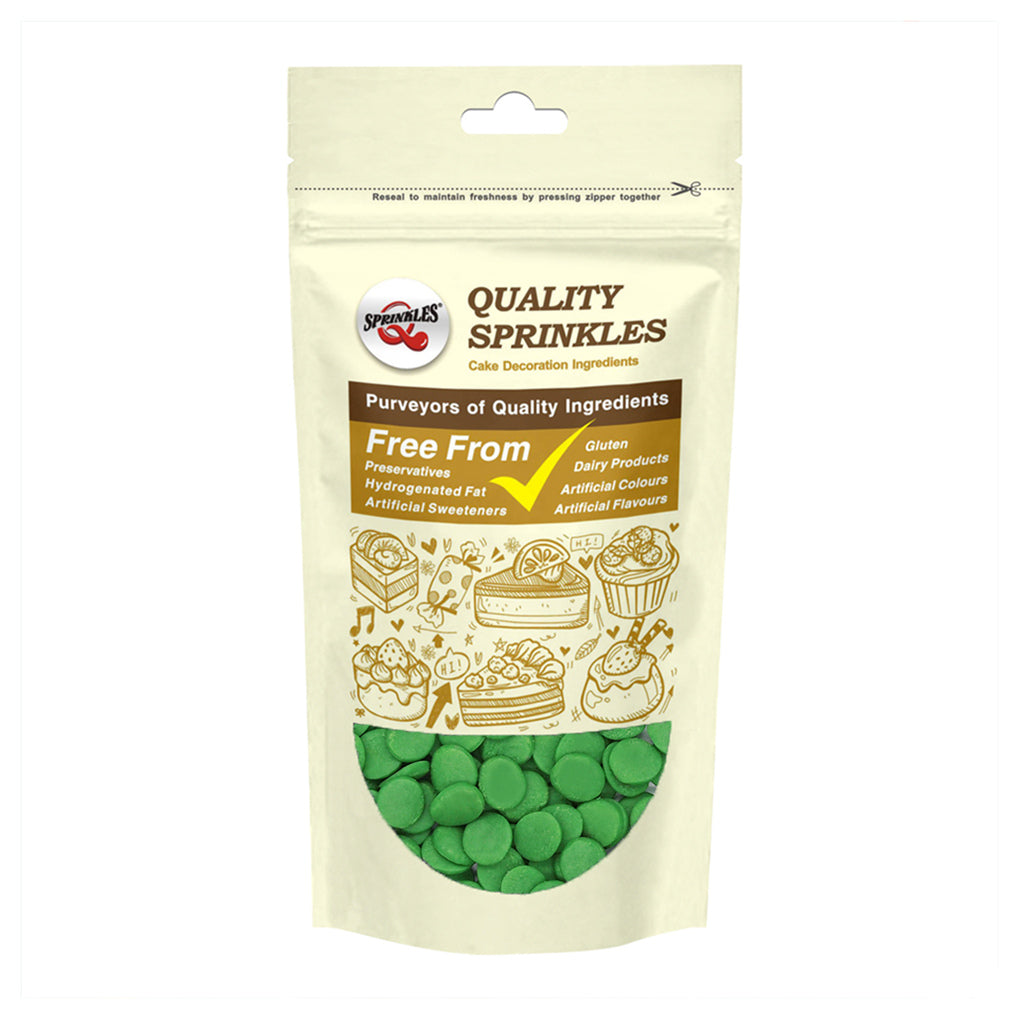 Green Confetti 10MM Big Sequins - Dairy Free Soya Free Halal Sprinkles