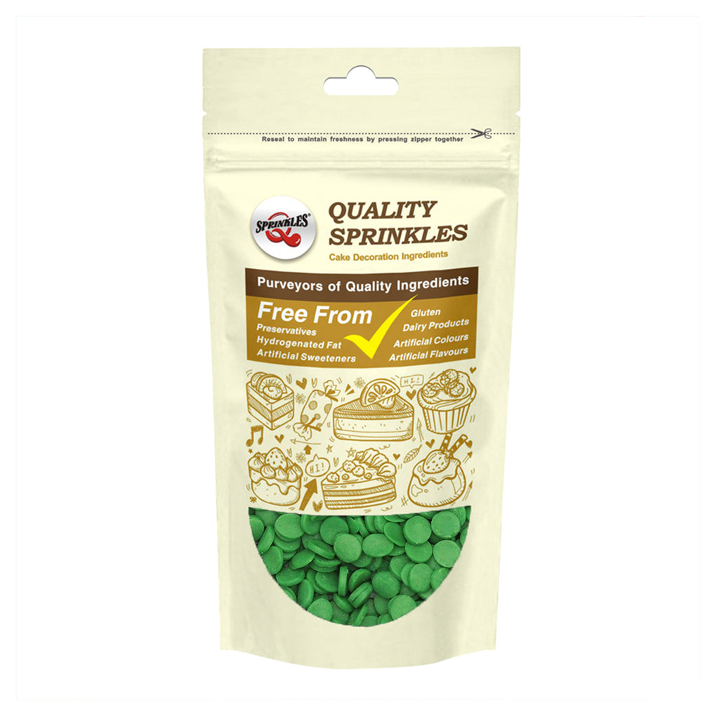 Green Confetti 8MM Big Sequins - Soya Free Vegan Sprinkles Cake Decor