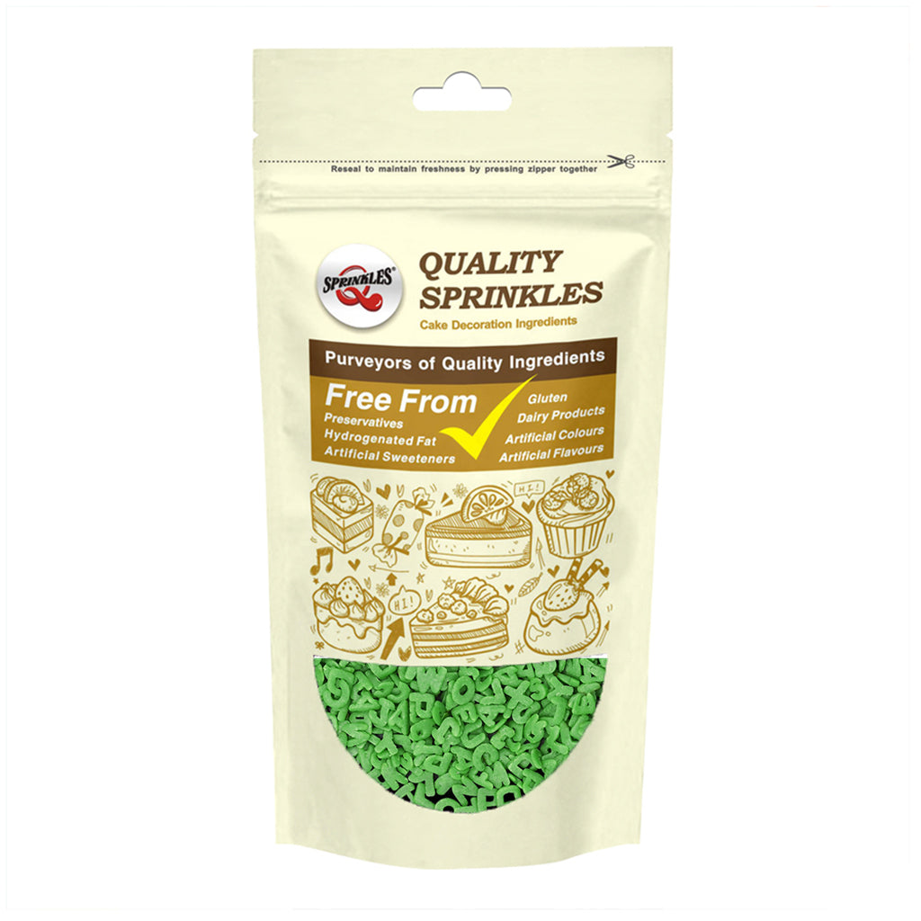 Green Confetti Alphabets - Gluten Free Natural Ingredients Sprinkles