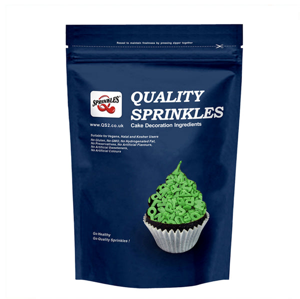 Green Confetti Alphabets - Gluten Free Natural Ingredients Sprinkles