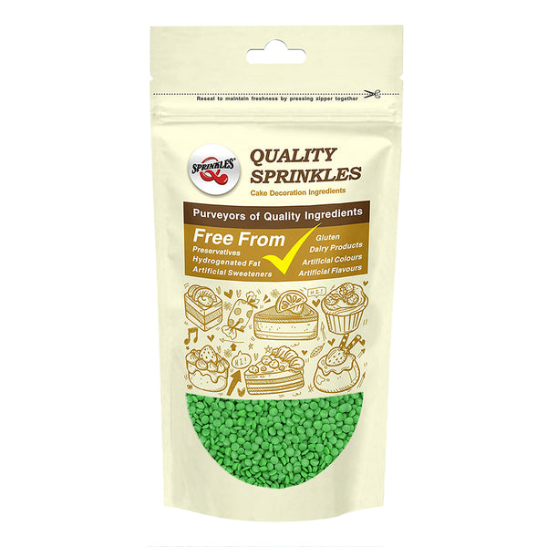 Green Confetti Dots - Dairy Free Gluten Free Vegan Sprinkles For Cake