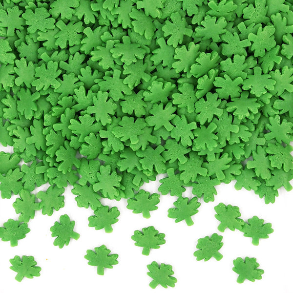 Green Confetti Maple Leaves - Clean Label Vegan Sprinkles For Cakes