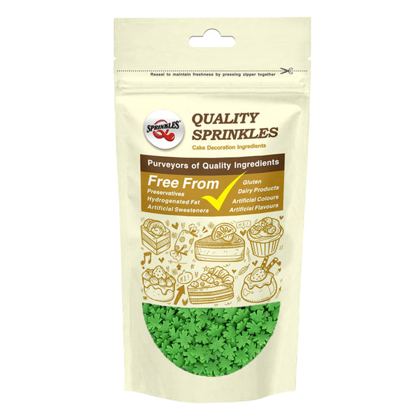 Green Confetti Maple Leaves - Clean Label Vegan Sprinkles For Cakes