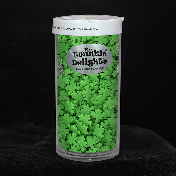Green Confetti Maple Leaves - Clean Label Vegan Sprinkles For Cakes
