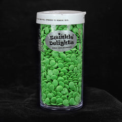 Green Confetti Sequins - Halal Certified Natural Ingredients Sprinkles (Top 14 Allergen Free, Plant-based, Clean Label Free From GMO, Hydrogenated Fat, Palm oil, Vegan, BRC, Kosher & FDA)