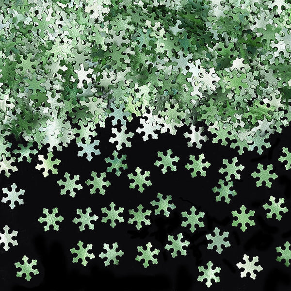 Green Glitter Snowflakes - Soya Free Halal Certified Edible Decoration