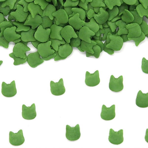 Green Confetti Cat - Nut Free Halal Certified Sprinkles Cake Toppers