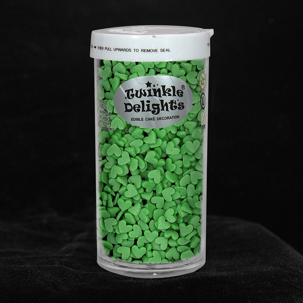 Green Confetti Mini Heart - Dairy Free Vegan Sprinkles Cake Decoration