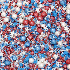 Independence Day - Gluten Free Dairy Free Sprinkles Medley Cake Decor (Top 14 Allergen Free, Naturally Sourced Ingredients, Plant-based, Clean Label Free From GMO, Hydrogenated Fat, Palm oil, Certified Vegan, BRC, Kosher, Halal & FDA)