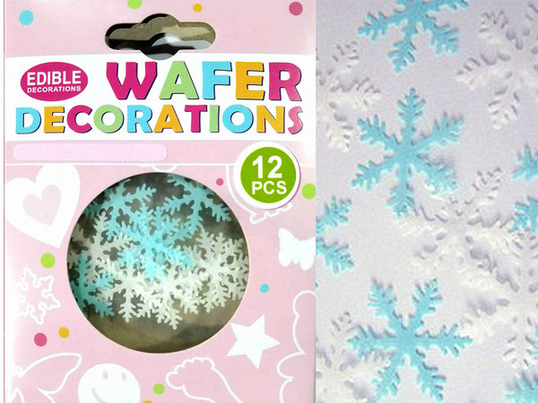 Precut Blue & White Edible Wafer Snowflake -Halal Certified Cake Decor