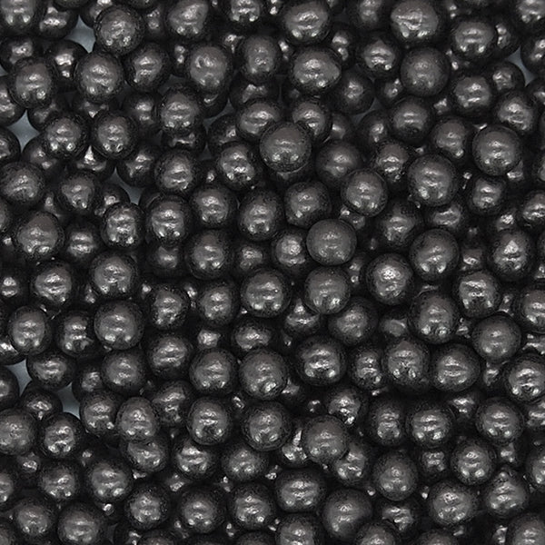 Matt Black 4mm Pearls - Dairy Free Halal Certified Sprinkles For Cake