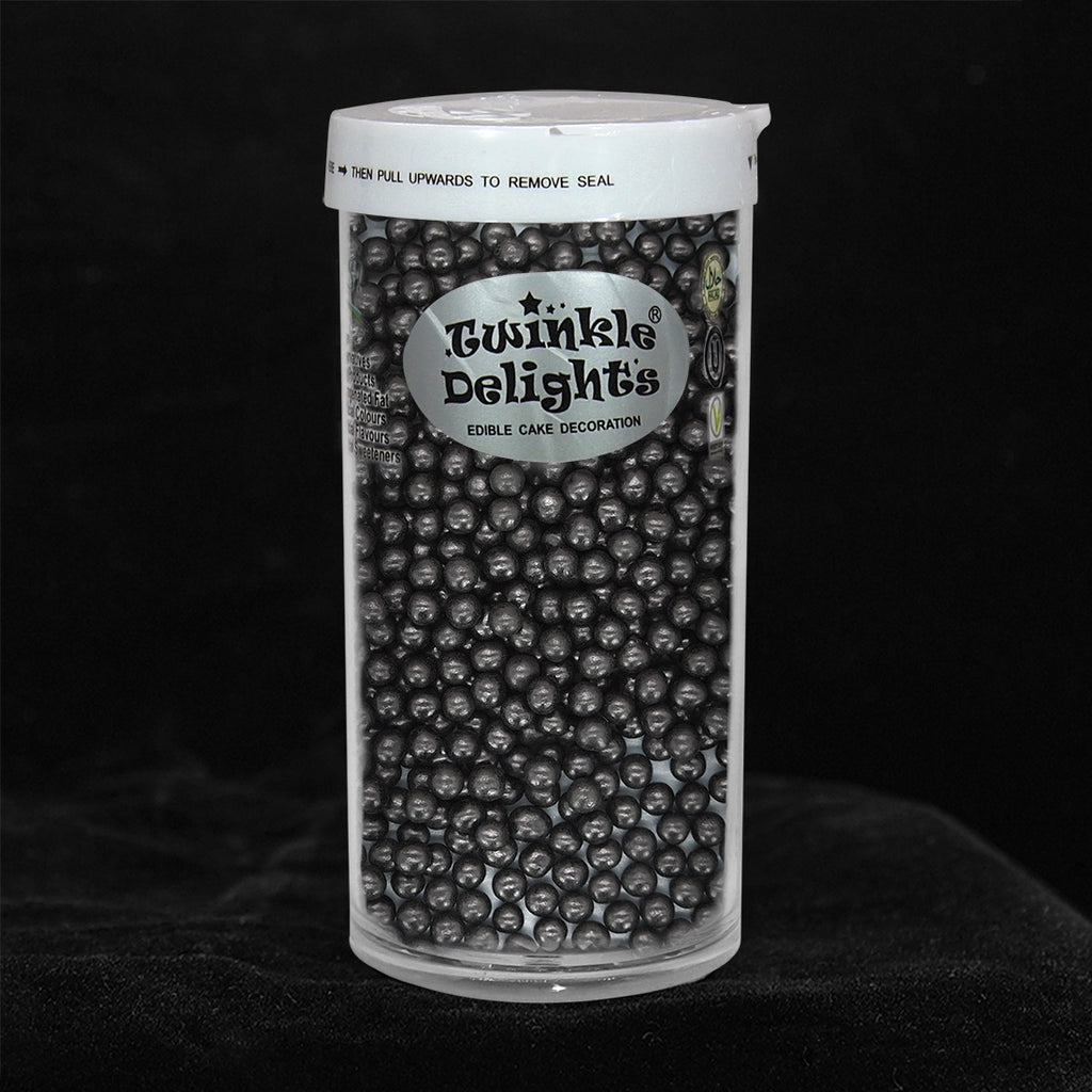 Matt Black 4mm Pearls - Dairy Free Halal Certified Sprinkles For Cake