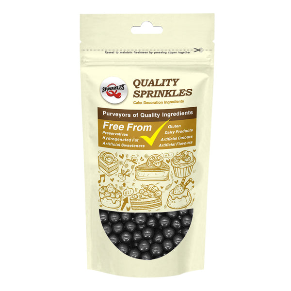 Matt Black 6mm Pearls - Soya Free Halal Certified Sprinkles Cake Decor