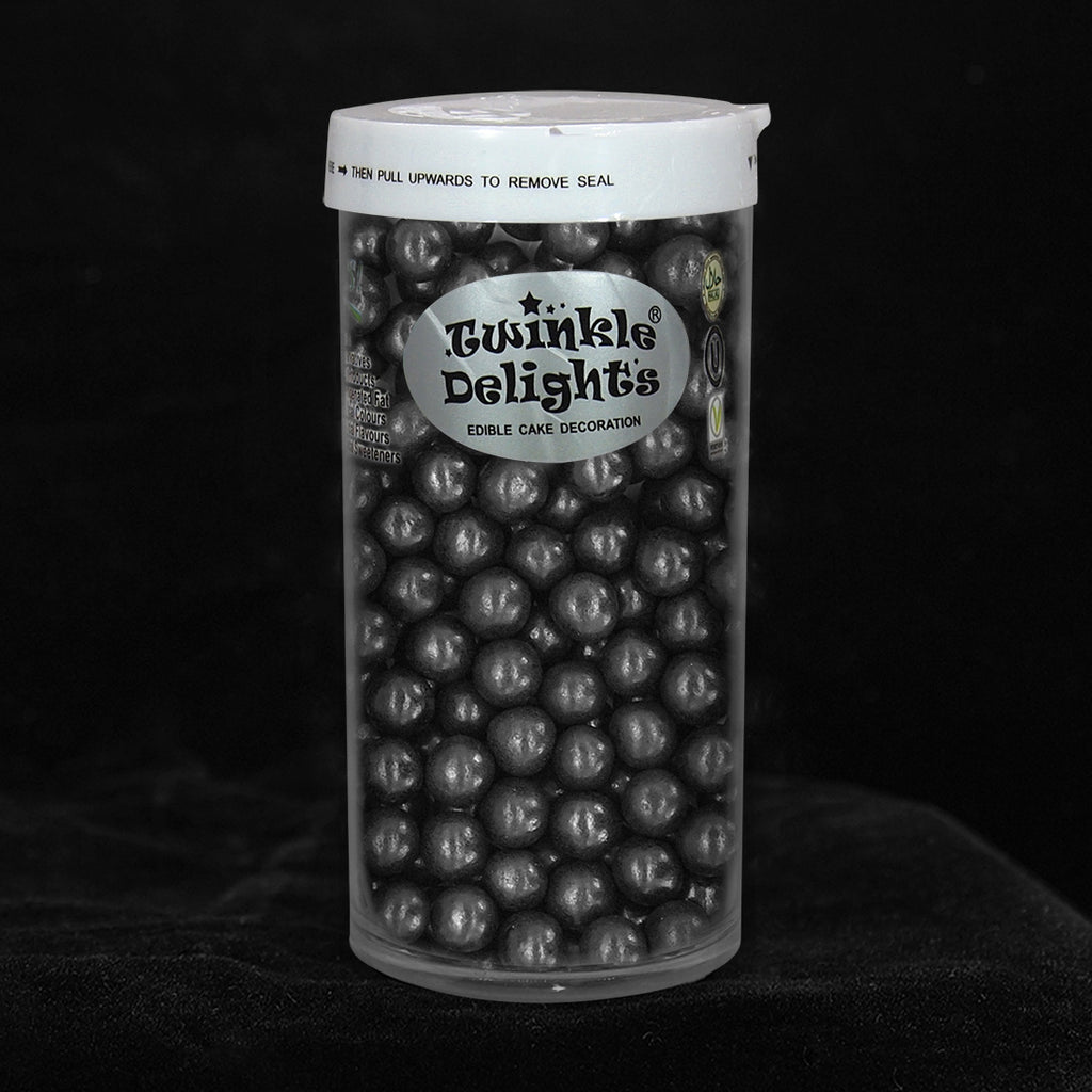 Matt Black 6mm Pearls - Soya Free Halal Certified Sprinkles Cake Decor