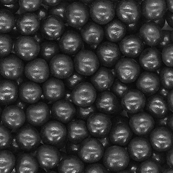 Matt Black 8mm Pearls - Natural Ingredients Vegan Sprinkles For Cake