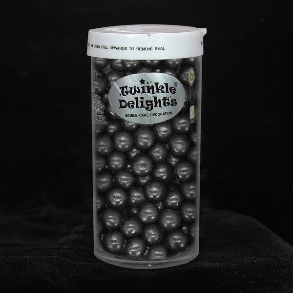 Matt Black 8mm Pearls - Natural Ingredients Vegan Sprinkles For Cake