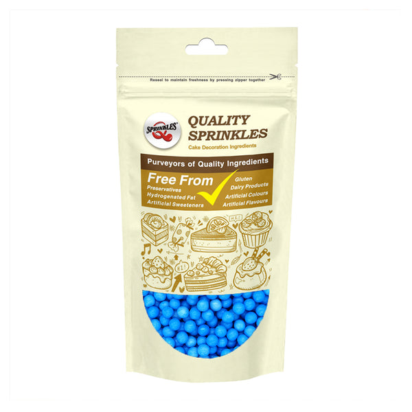 Matt Blue 6mm Pearls - Nut Free Clean Label Sprinkles Cake Decoration